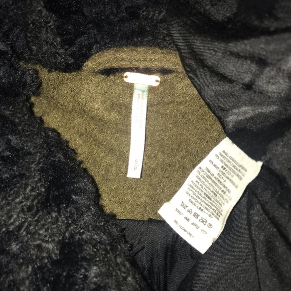 Free People Olive Wool Blend Utility Moto Motorcycle Military Bomber Jacket Coat - Picture 11 of 15